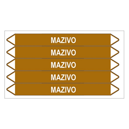 Značení potrubí, mazivo,5 ks, 150 × 12 mm